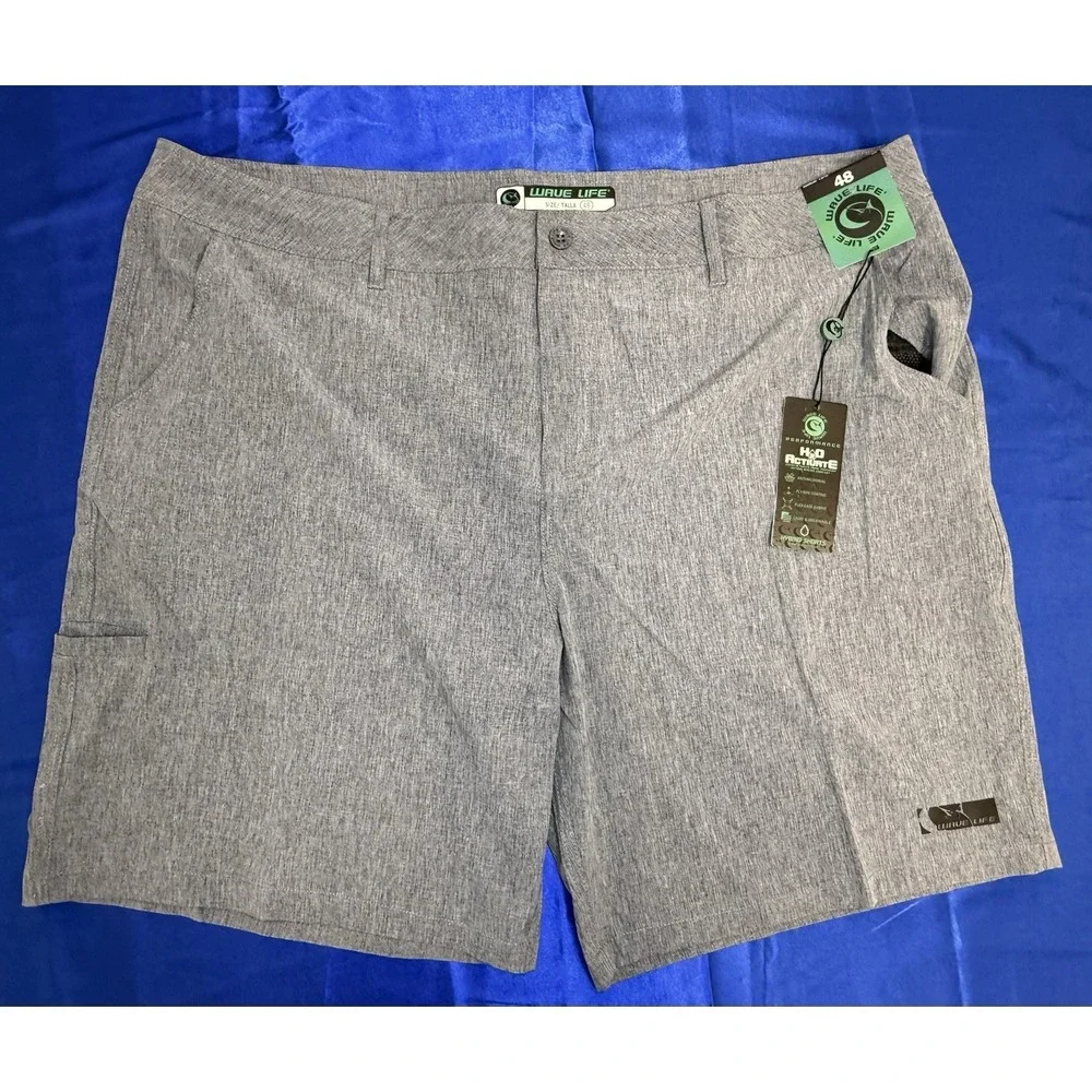 Wave Life Men's Size 48 Gray Mahi H2O Active Hybrid Shorts 9